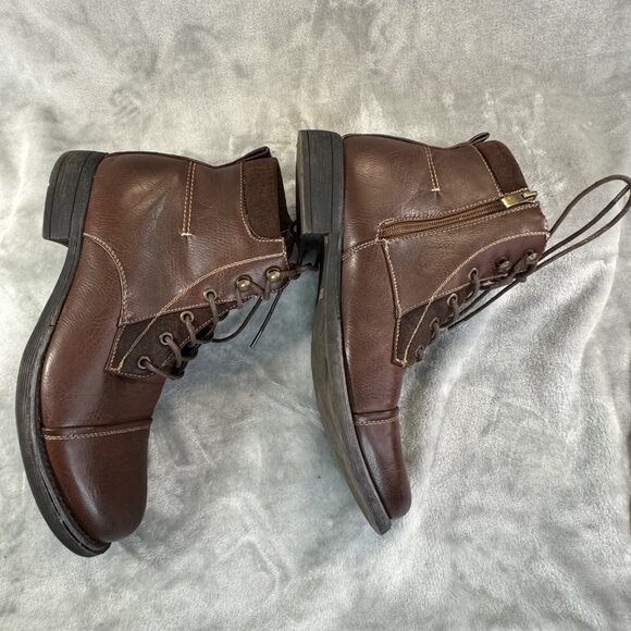 Steve Maddon mens 8.5M Brown M-Bradley  zip side ankle boots with laces